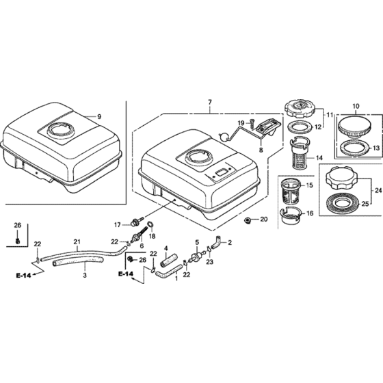 Fuel Tank Assembly for Honda GX200 GCAE Engines