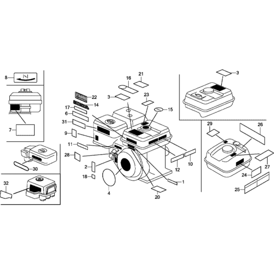 Label Assembly for Honda GX200T Engines