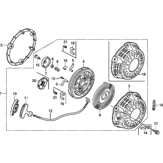 Recoil Starter Assembly for Honda GX200T2 Engines