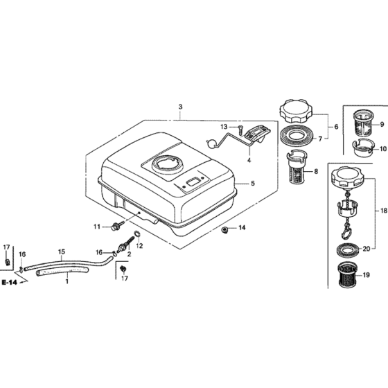 Fuel Tank Assembly for Honda GX200U Engines