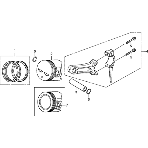 Piston/Connecting Rod Assembly for Honda GX240UT2 Engines