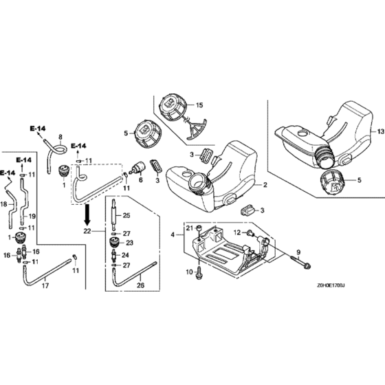 Fuel Tank Assembly for Honda GX25 (GCABM) Engines