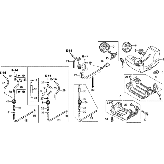 Fuel Tank Assembly for Honda GX25T (GCANT) Engines