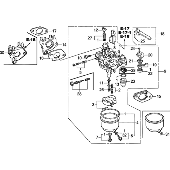 Carburettor Assembly for Honda GX270T2 (GCBHT) Engines