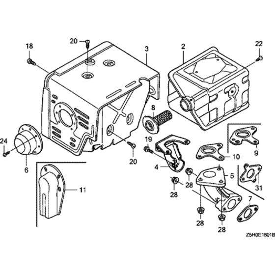 Muffler Assembly for Honda GX270U (GCALK) Engines