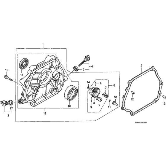 Crankcase Cover Assembly for Honda GX270UT  (GCAJT) Engines