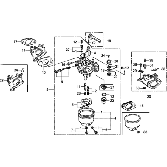 Carburettor Assembly for Honda GX270UT  (GCAJT) Engines