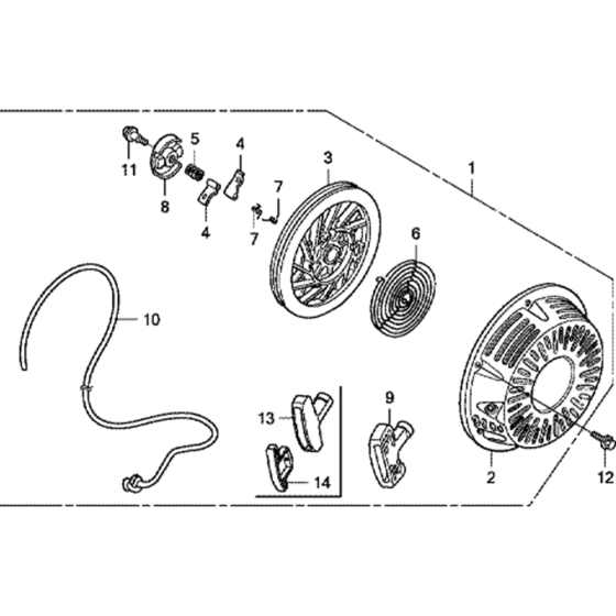 Recoil Starter Assembly for Honda GX270UT2  (GCBGT) Engines