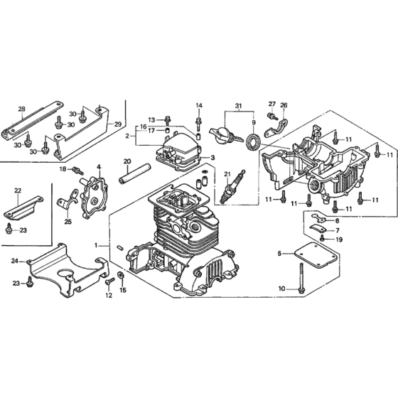 Cylinder Head Cover/Crankcase Set (Horizontal Type) Assembly for Honda GX31 (GCAG) Engines