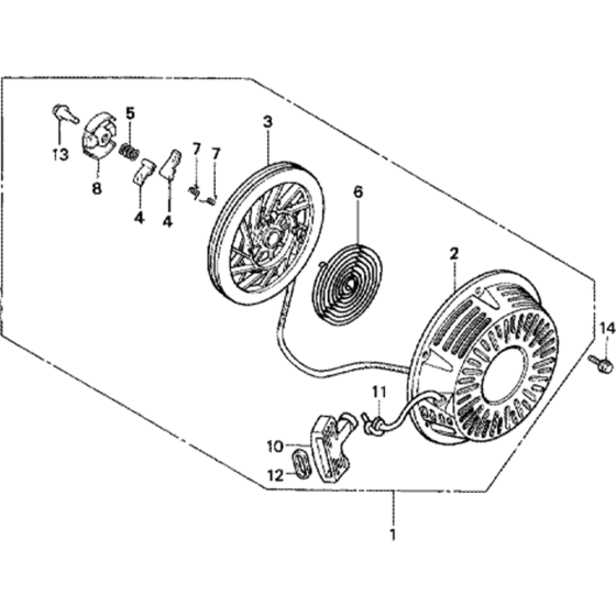 Recoil Starter Assembly for Honda GX340K1 (GDAE) Engines up to S/N 3662093