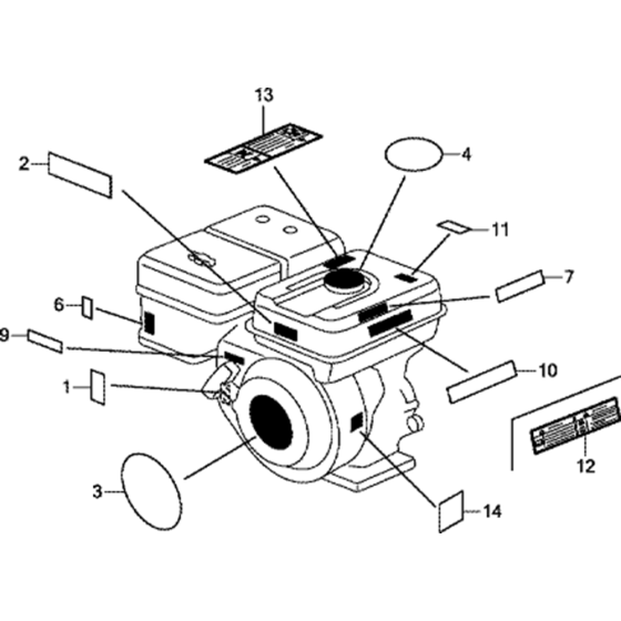 Label for Honda GX340T1 (GCAWT) Engines