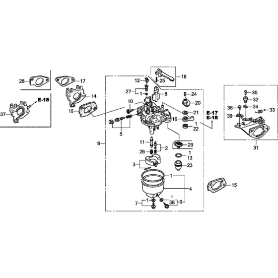 Carburetor Assembly for Honda GX340T1 (GCAWT) Engines