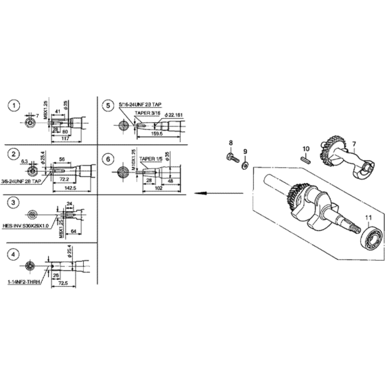 Crankshaft Assembly for Honda GX340T2 (GCBFT) Engines