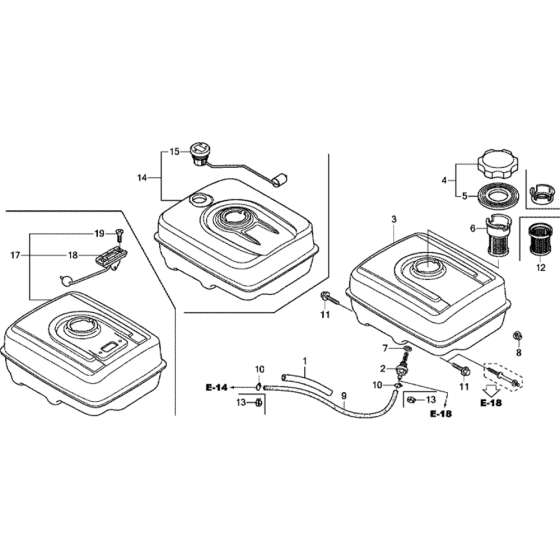 Fuel Tank Assembly for Honda GX340T2 (GCBFT) Engines