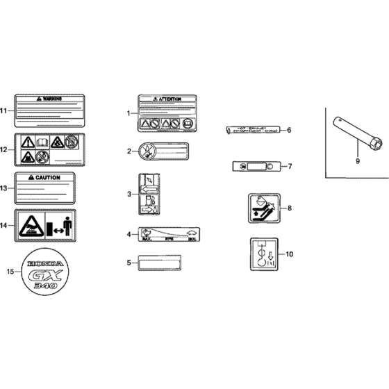 Other Parts (label/tool) for Honda GX340U1 (GCAMK) Engines up to S/N 1194625