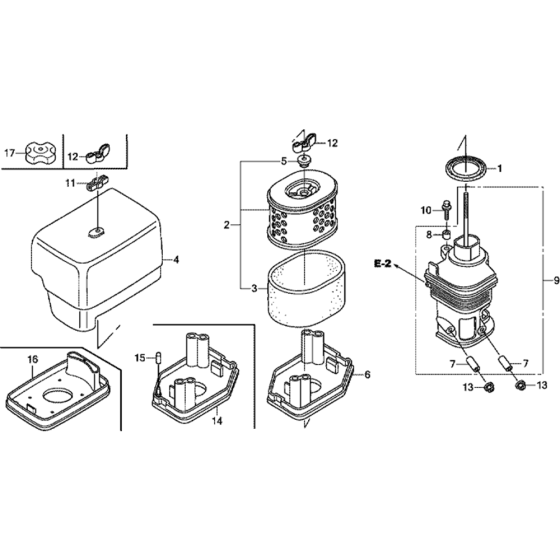 Air Filter Assembly for Honda GX340U1 (GCAMK) Engines