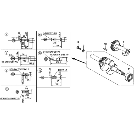 Crankshaft Assembly for Honda GX340UT1 (GCAVT) Engines