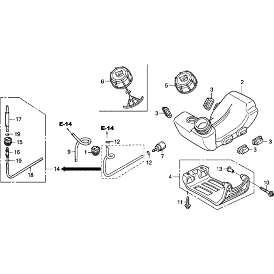 Fuel Tank Assembly for Honda GX35 (GCACM) Engines up to S/N 1128080