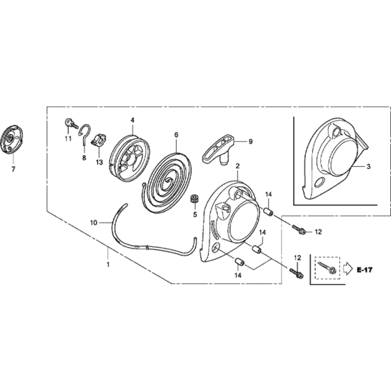 Recoil Starter Assembly for Honda GX35NT (GCACM) Engines