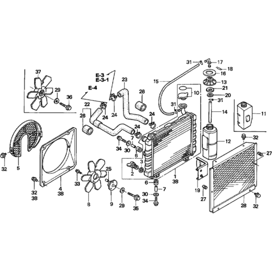 Radiator Assembly for Honda GX360K1 (GA01) Engines