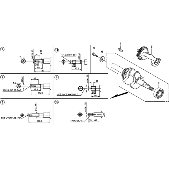 Crankshaft Assembly for Honda GX390H1 (GCAFH) Engines