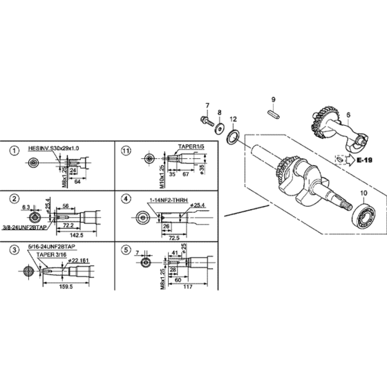 Crankshaft Assembly for Honda GX390T1 (GCAET) Engines up to S/N 1183356