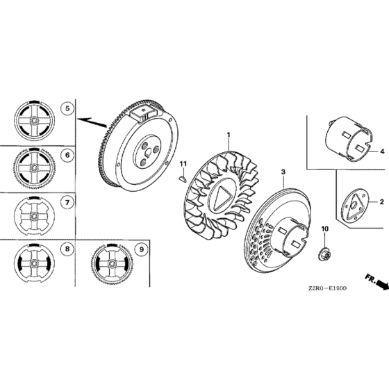 Flywheel Assembly for Honda GX390U1 GCANK Engine.