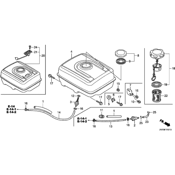 Fuel Tank Assembly for Honda GX390UT2 GCBCT Engine.