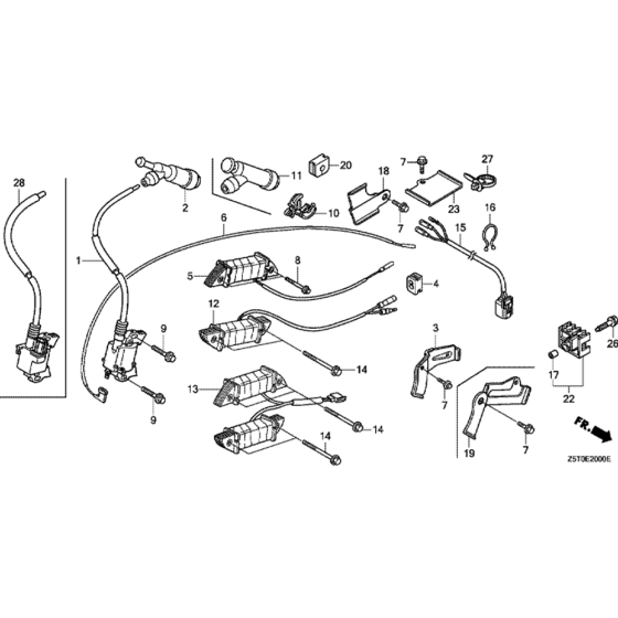 Ignition Coil Assembly for Honda GX390UT2 GCBCT Engine.