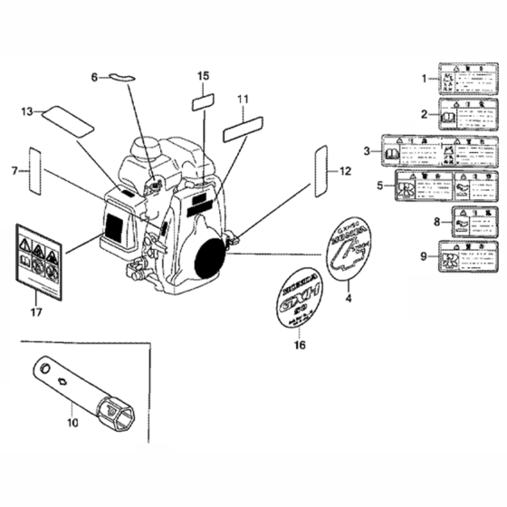 Label/Tool Assembly for Honda GXH50 (GXCAL) Engine