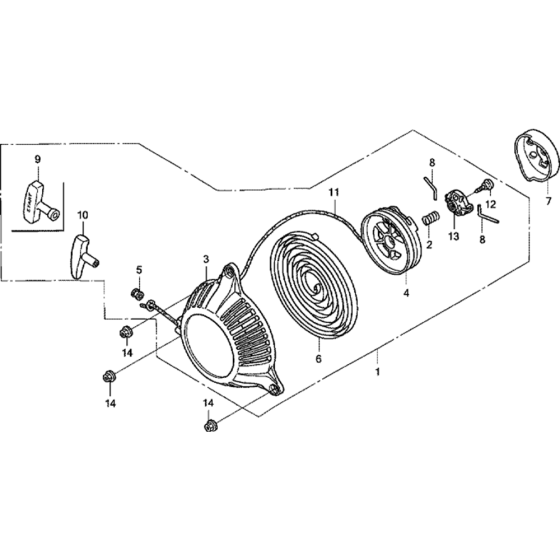 Recoil Starter Assembly for Honda GXH50U (GCAFK) Engine