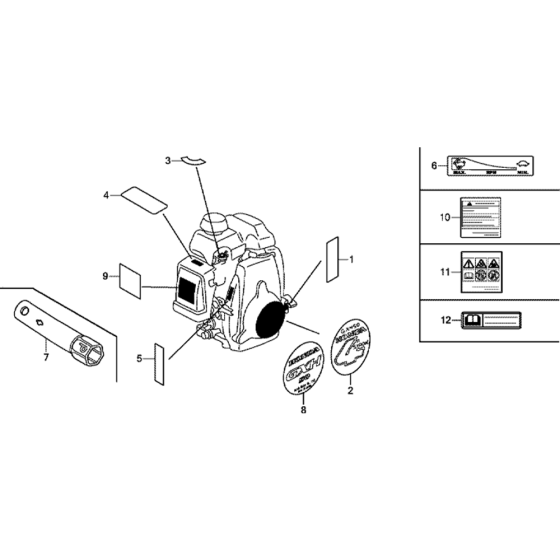 Label/Tool Assembly for Honda GXH50U (GCAFK) Engine