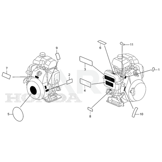 Labels for Honda GXR120RT Engine