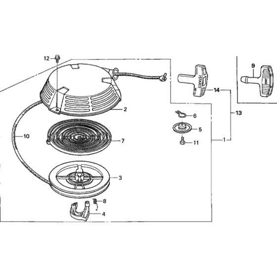 Recoil Starter -1 Assembly for Honda GXV160H2 Engines