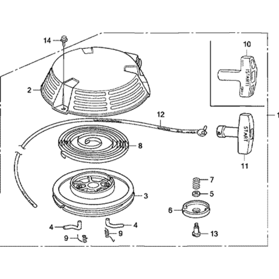 Recoil Starter Assembly for Honda GXV160UH2 Engines