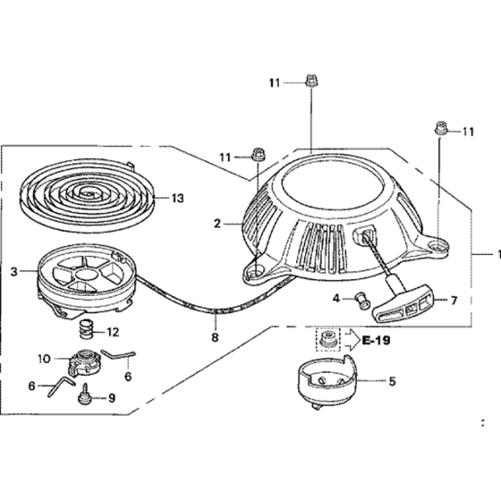 Recoil Starter Assembly for Honda GXV50 (GJAG) Engine