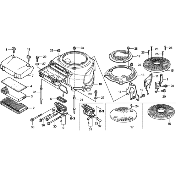 Fan Cover Assembly for Honda GXV530U (GJAEK) Engine