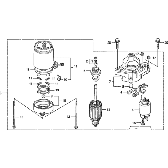 Starter Motor Assembly for Honda GXV530U (GJAEK) Engine