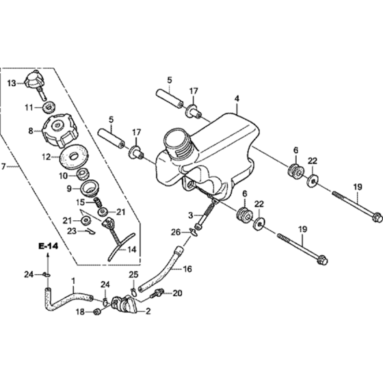 Fuel Tank Assembly for Honda GXV57 (GJALM) Engine