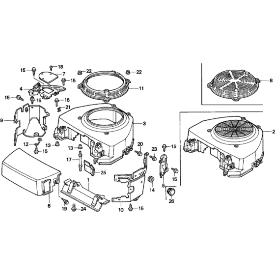 Fan Cover Assembly for Honda GXV610 (GJAC) Engines.