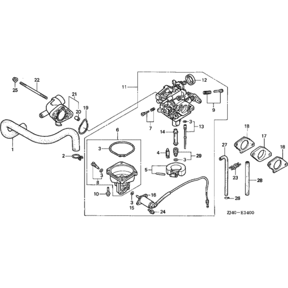 Carburetor Assembly for Honda GXV610 (GJAC) Engines.