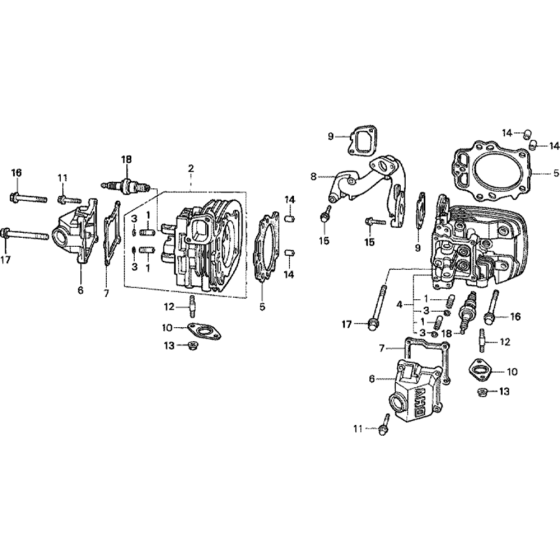 Cylinder Head Assembly for Honda GXV620 (GJAD) Engines.