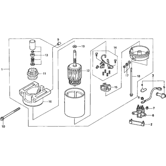 Starter Motor Assembly for Honda GXV620 (GJAD) Engines.