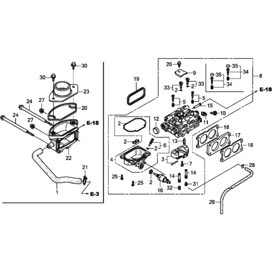 Carburetor Assembly for Honda GXV630R (GJANK) Engines.