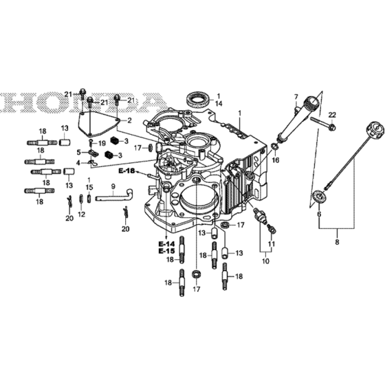 Crankcase Assembly for Honda GXV630RH (GJACH) Engines.