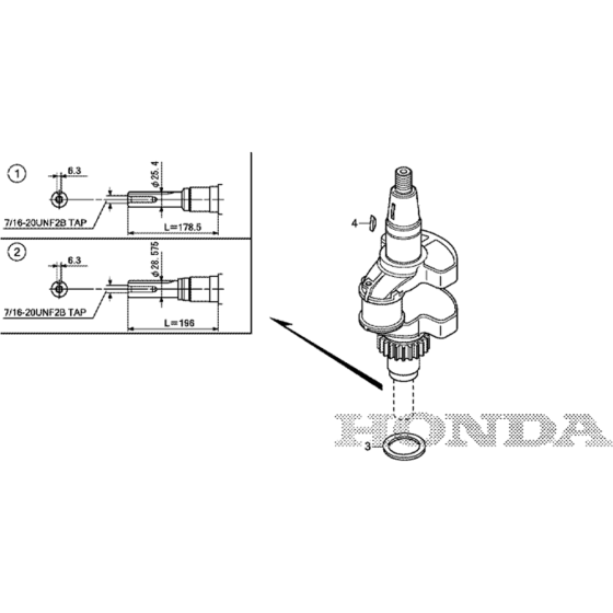 Crankshaft Assembly for Honda GXV630RH (GJACH) Engines.