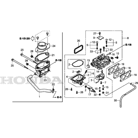 Carburetor Assembly for Honda GXV630RH (GJACH) Engines.