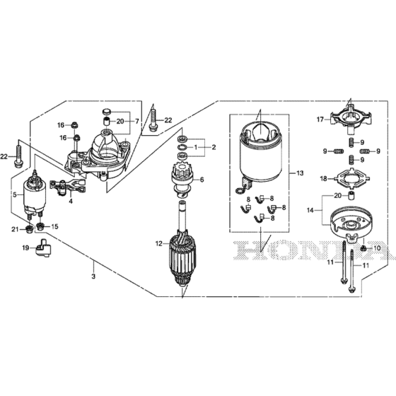 Starter Motor Assembly for Honda GXV630RH (GJACH) Engines.