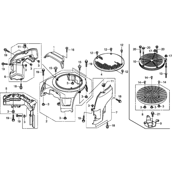 Fan Cover Assembly for Honda GXV660R (GJAPK) Engines.