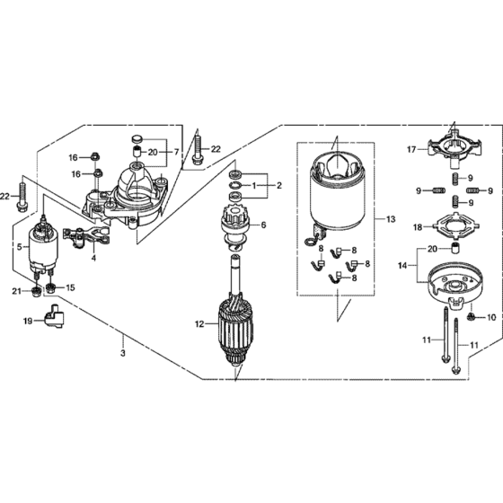 Starter Motor Assembly for Honda GXV660R (GJAPK) Engines.